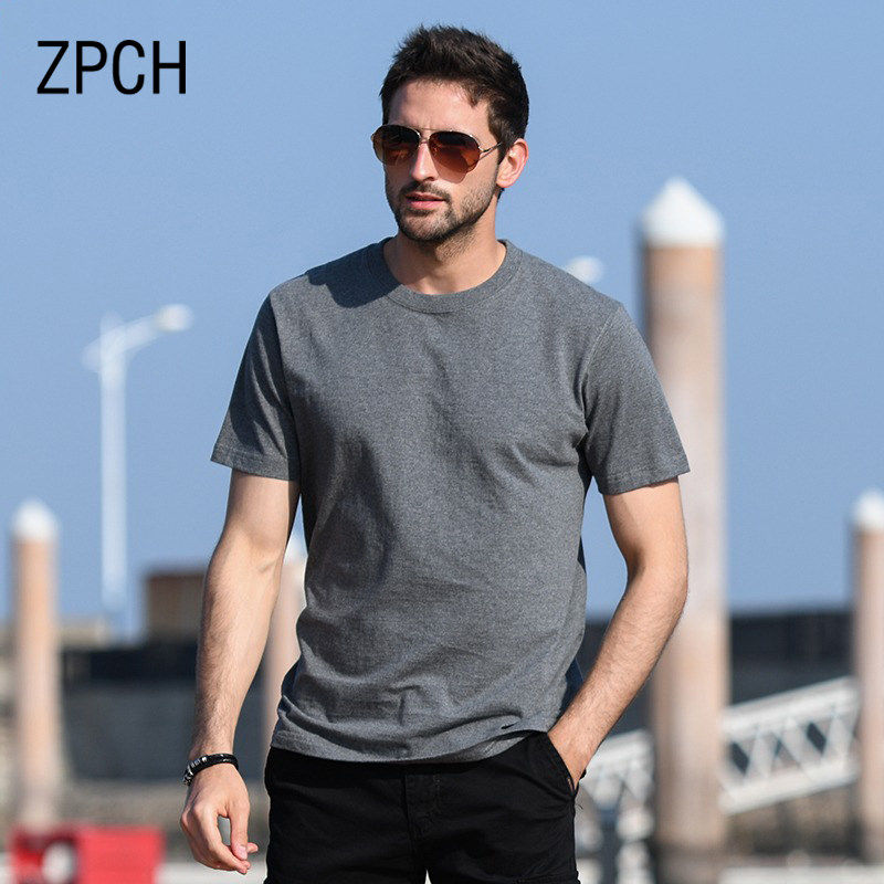高端品牌短袖t恤男2026新款重磅纯棉正肩圆领宽松高质量灰色体恤