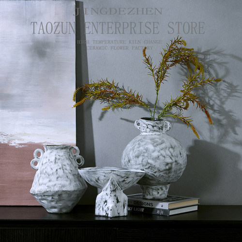 景德镇复古粗陶陶罐花瓶摆件饰品