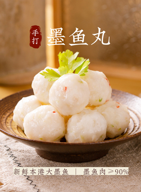 晶华鱼丸正宗潮汕手工墨鱼丸墨斗花枝丸Q弹营养健康火锅烧烤250g