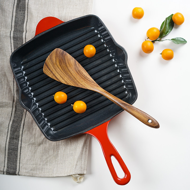 红色铸铁珐琅平底锅25cm进口镜面珐琅方形牛扒锅条纹牛排专用煎锅在类目 厨房/烹饪用具, 烹饪用具, 锅具/煲/烧水壶, 煎锅/平底锅中 - 来自Buy2taobao.com提供专业的淘宝代购服务