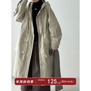 感英伦风连帽风衣女秋季 设计感收腰显瘦大长外套8538 新款
