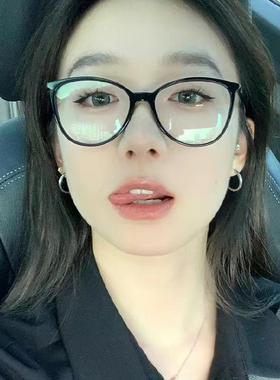 复古猫眼黑框眼镜女素颜百搭神器小脸近视可配度数眼镜框架防蓝光