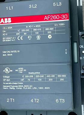 议价AF260-30 ABB交流接触器 工业自动化低压电器元件维修