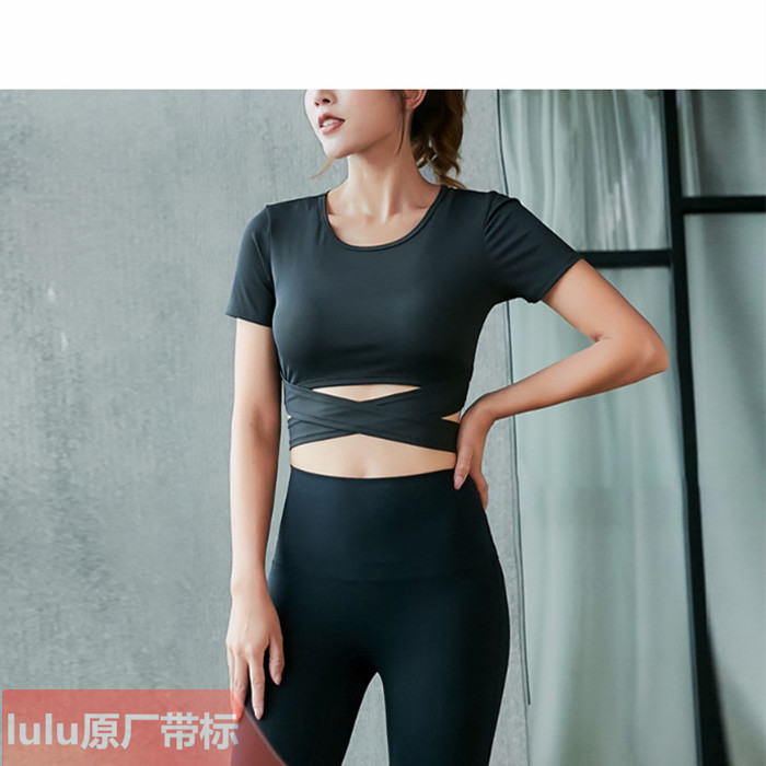 lululemon露露柠檬官方旗舰店短款露脐紧身显瘦瑜伽服短袖女春夏