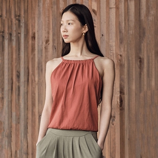 瑜伽服上衣吊带背心女夏季带胸垫宽松显瘦镂空细肩带运动健身服