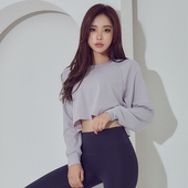 瑜伽服上衣长袖 漏脐舞蹈运动健身T恤 女士春秋冬宽松显瘦透气短款