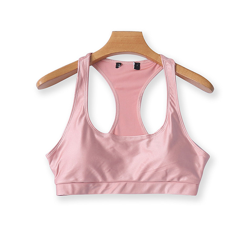 夏季新款纯色无钢圈背心式运动瑜伽上衣防震短款少女文胸紧身内衣
