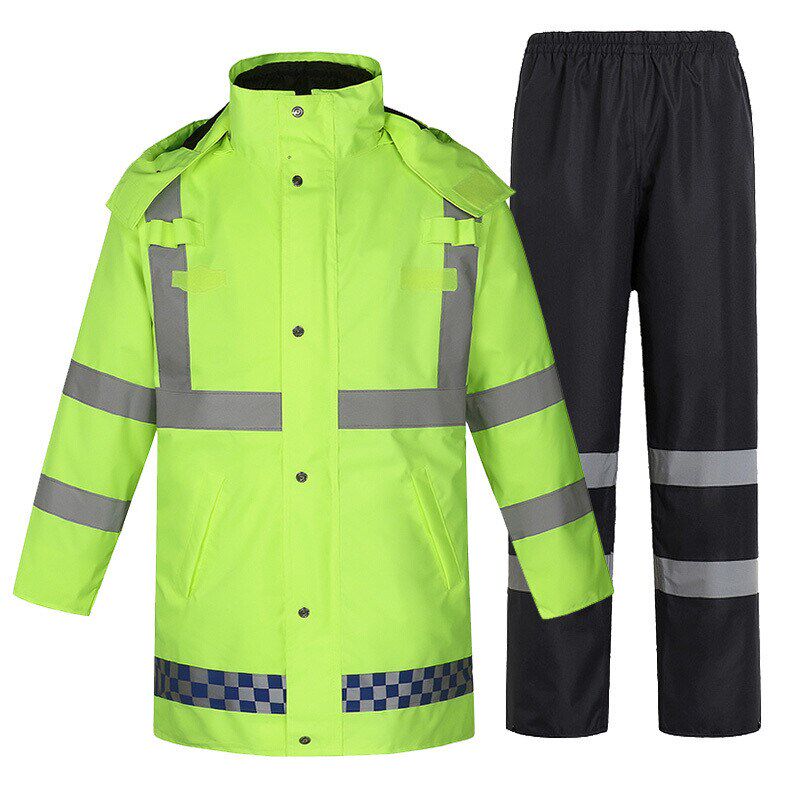 新式反光雨衣加绒加厚防暴雨雨衣防寒服套装冬防水男户外执勤雨衣