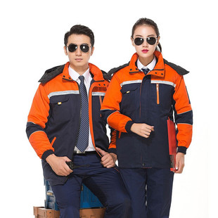 加厚保暖汽修反光工程服棉服冷库棉袄劳保服可拆卸棉胆棉衣工作服