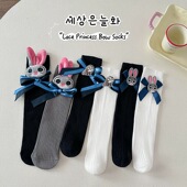 朱迪兔子警官儿童袜子春秋季 女童小腿袜可爱卡通公仔长筒袜潮 薄款