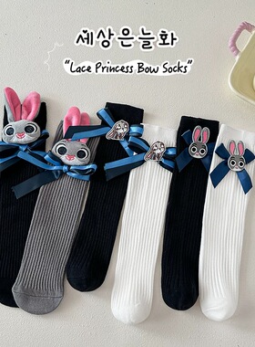 朱迪兔子警官儿童袜子春秋季薄款女童小腿袜可爱卡通公仔长筒袜潮