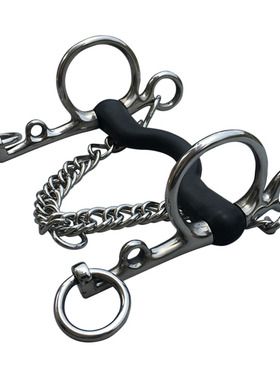马具不锈钢包胶马口衔铁 马术用品马嚼子 Pelham bit 13.3cm