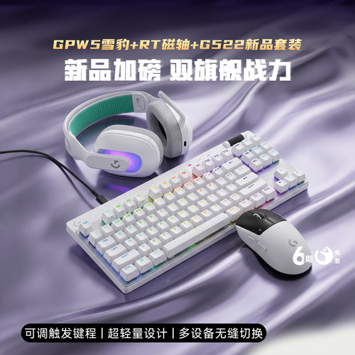 罗技GPW5雪豹鼠标+ProX磁轴键盘+G522耳机台式电脑新品电竞三件套