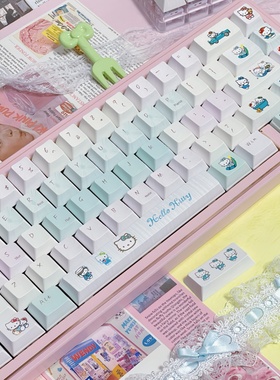 Hello Kitty猫键帽新原厂凯蒂猫蓝白色主题原创MOA圆润球键帽原厂