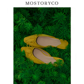 Mostoryco 羊翻皮女外出穿穆勒拖尖头平底鞋 芥子鹅黄法式 包头拖鞋