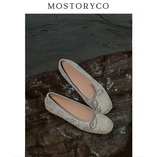 Mostoryco手工真皮编织芭蕾单鞋