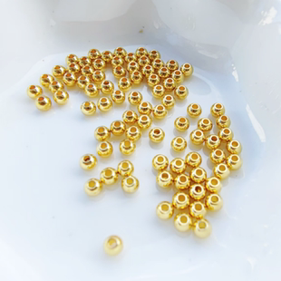 3mm金色光珠隔珠通孔珠散珠不锈钢项链手链耳环DIY配件100元包邮