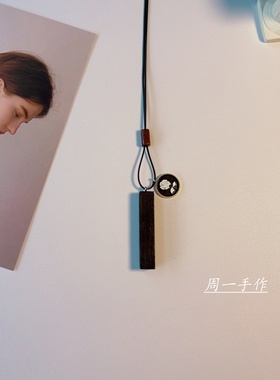 天然黑檀木皮绳项链女长港式古风