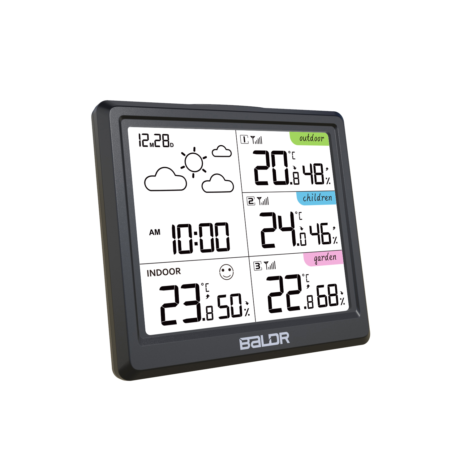 电子温湿度计一拖三气象钟