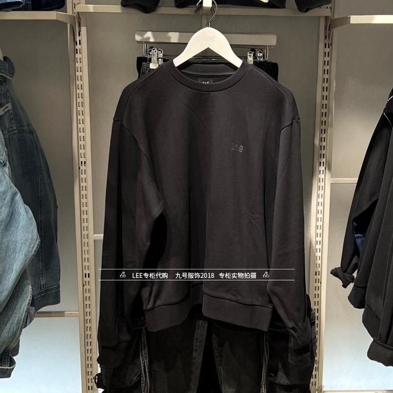 Lee正品 2025春季男士简约长袖圆领卫衣 LMT010174207728-K11000
