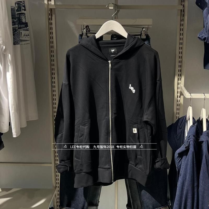 Lee正品 2025秋男士logo绣标开衫连帽卫衣LMT011107209268-K11000