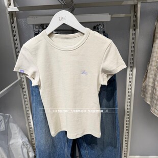 Lee正品2026新款女士圆领绣标LOGO短袖T恤LWT012536207647-A09721