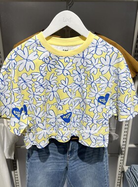Lee正品2025新款女士爱心印花短款短袖T恤LWT010302207712-A07956