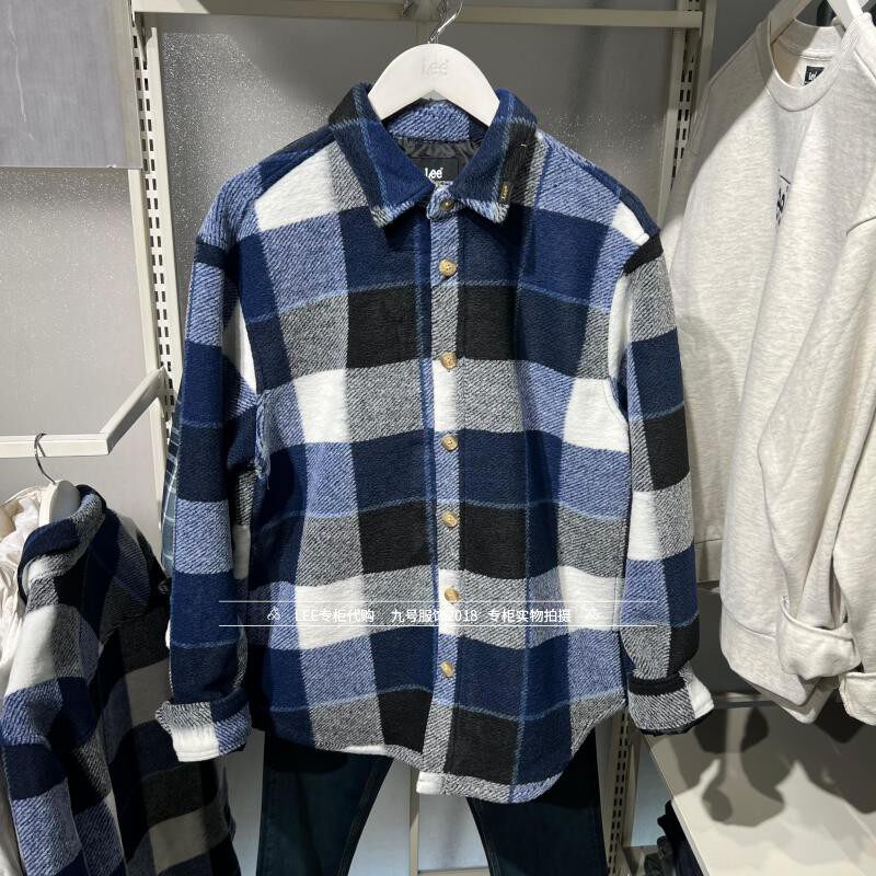 Lee正品24秋冬男士加厚蓝白时尚格子衬衫 LMT007882204571-A05179