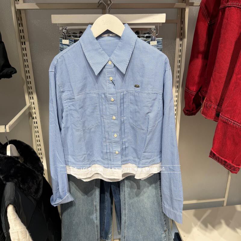 Lee正品 2026春款女士拼接休闲格子棉衬衫LWT012110211031-A09736