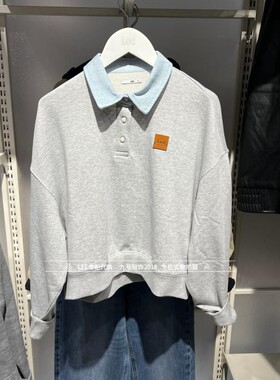 Lee正品 2026春款女士皮logo翻领长袖卫衣LWT012102207728-A09348