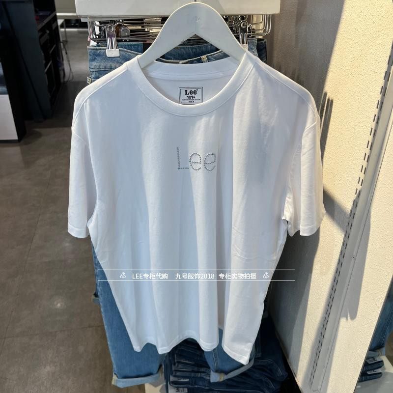 Lee正品商场同款女士logo钉珠纯棉短袖T恤LWT0051923RT00F-K14000