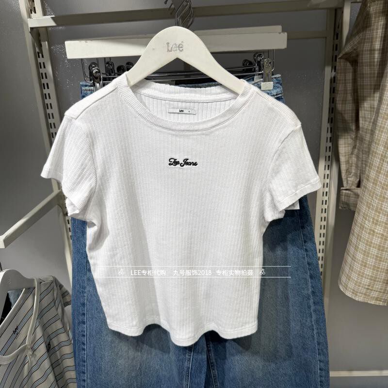 lee正品2026新款女士字母绣标纯棉短袖T恤LWT012113210948-K14000