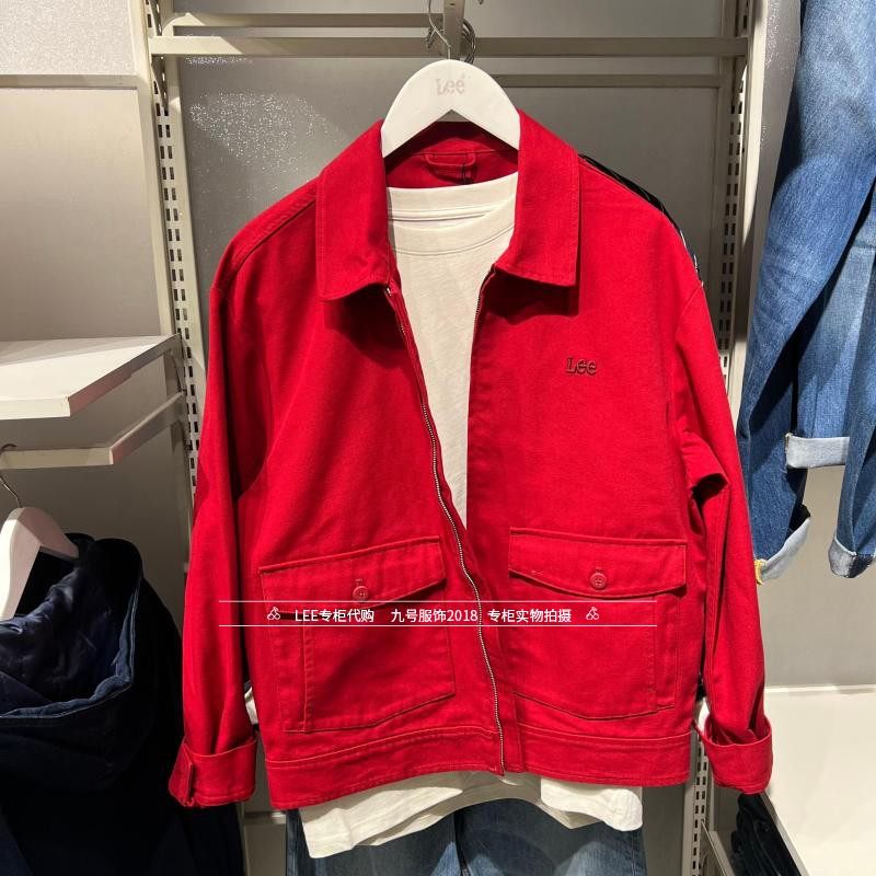 Lee正品 2026春款男士红色牛仔夹克潮外套LMT011960210933-A09719