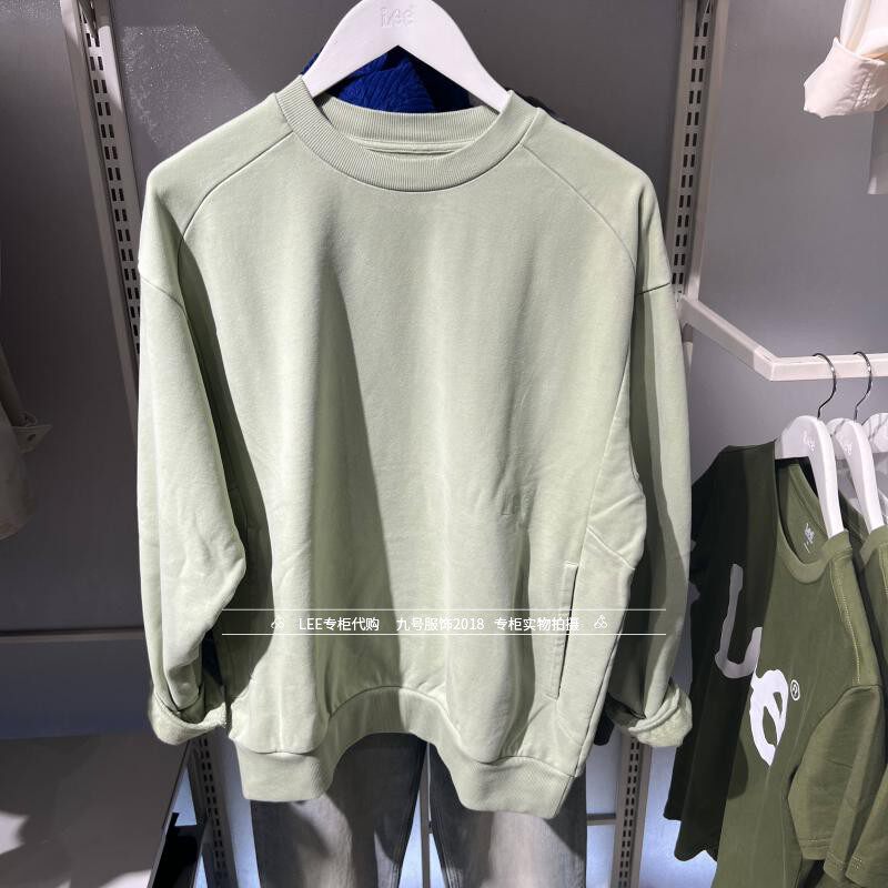 Lee正品2024秋冬男士绿简约圆领套头卫衣LMT007822204573-A05975