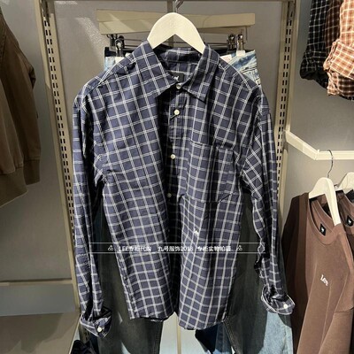 Lee翻领男士纯棉格子衬衫