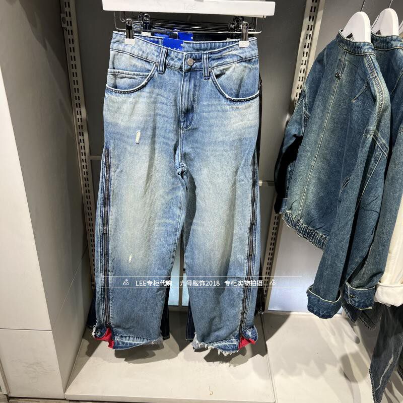 Lee正品2025春款女士宽松直筒水洗牛仔裤 LWB010346101291-A08454