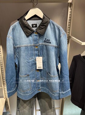 Lee正品 2025秋款女士拼皮领牛仔夹克外套LWT011254209189-A09156