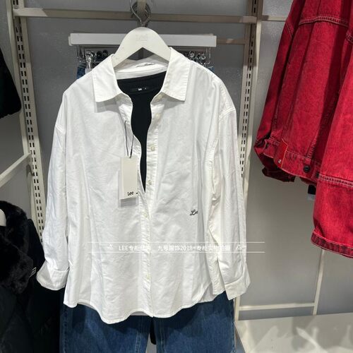 Lee女士宽松纯棉白色衬衫