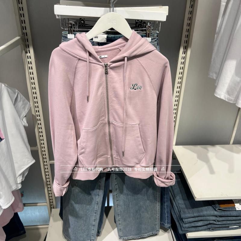 Lee正品 2025款女士绣标拉链连帽卫衣外套LWT011292207728-A09137