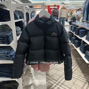 Lee正品 2025秋冬女士黑色立领短款羽绒服LWT011404209210-K11000