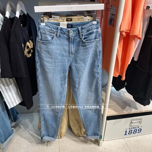 Lee正品商场同款夏女士413浅蓝直脚牛仔裤LWB1004136US00F-A03628