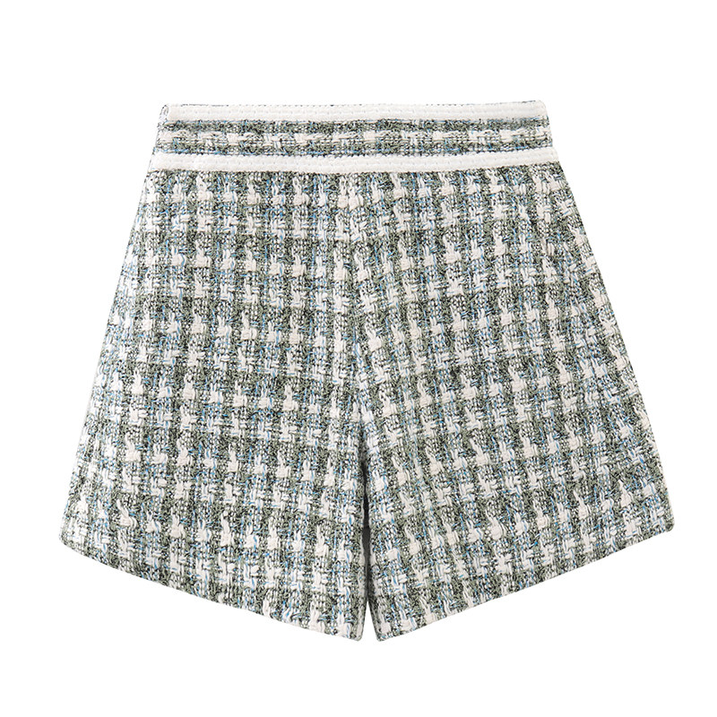 柜1299【摩系列】撞色流苏粗花格纹小A廓形休闲短裤MBA1SOT017,女装/女士精品,牛仔裤,淘宝优惠券,粉丝福利购,淘宝优惠卷