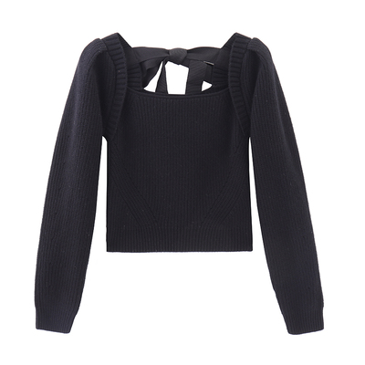 柜1699【摩系列】泡泡袖珠地羊毛针织衫MBA3SWT029