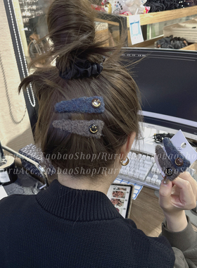 RURU高级感小众彩色毛呢笑脸发夹三角形掰掰夹韩国刘海边夹碎发夹