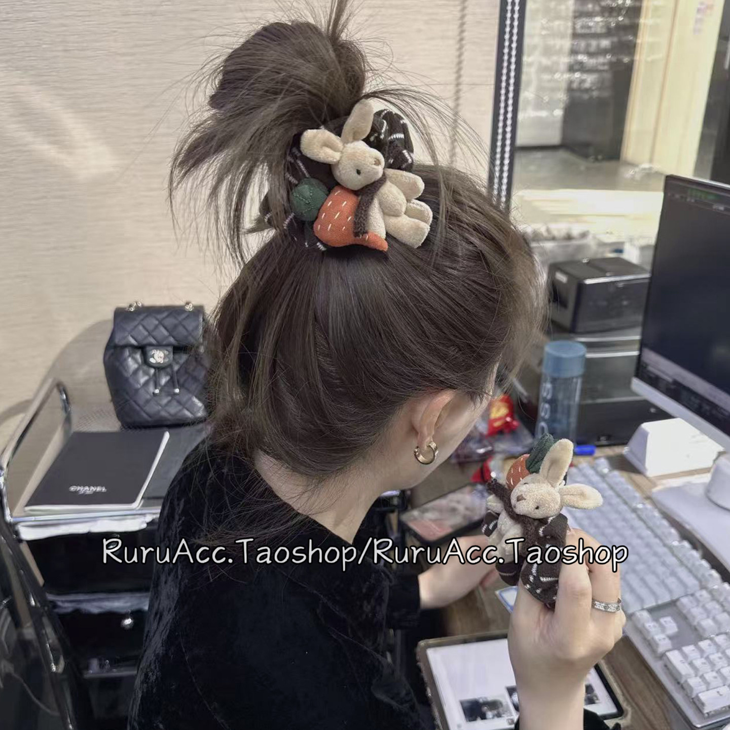 东大门可爱毛绒兔子条纹大肠发圈韩系少女马尾丸子头发绳秋冬头绳,饰品/流行首饰/时尚饰品新,发饰,淘宝优惠券,粉丝福利购,淘宝优惠卷