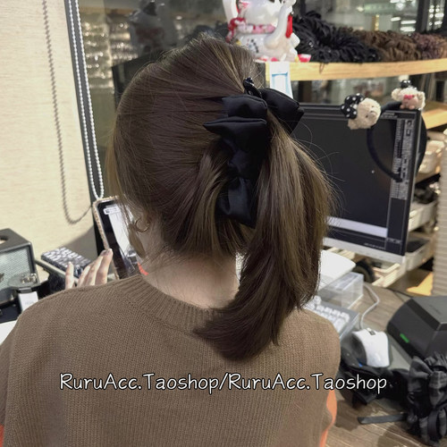 韩国高级感黑色蝴蝶结香蕉夹发夹