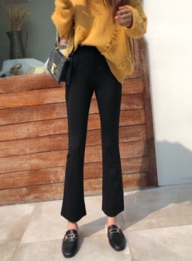 微喇叭裤女秋冬2025新款韩版高腰显瘦休闲西装裤小阔腿加绒九分裤