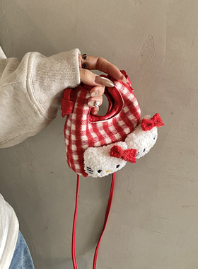 hellokitty女童包包斜挎2025新款可爱卡通迷你手提红色儿童耳机包