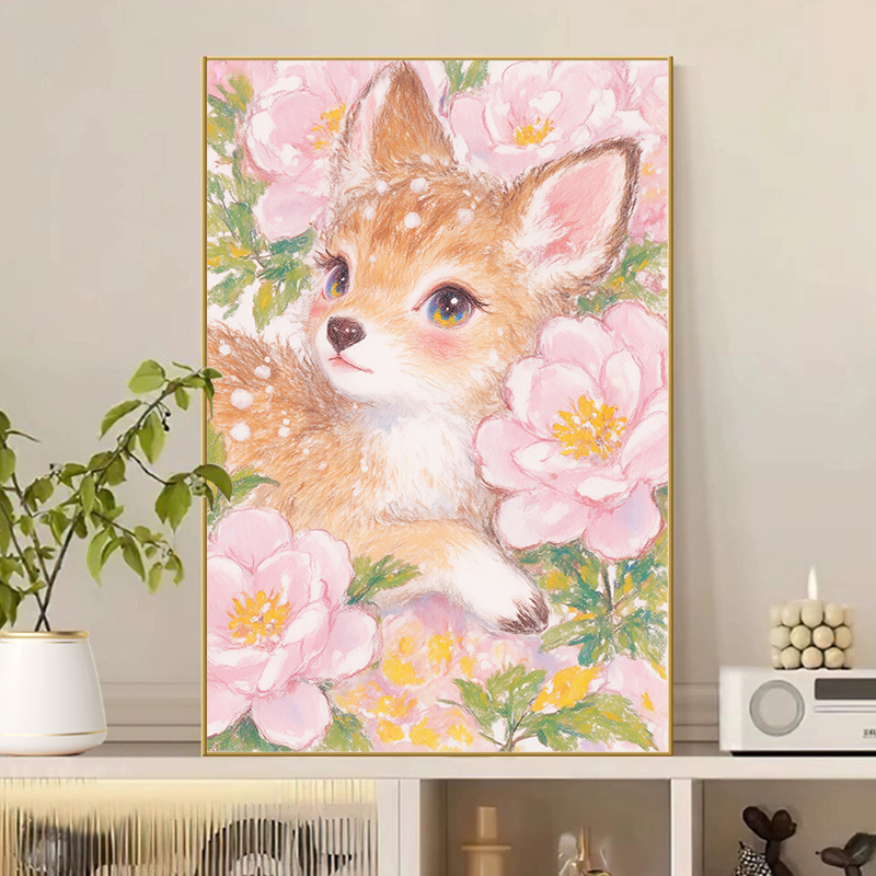 新款钻石画卡通动物小鹿贴钻画十字绣手工diy点钻画客厅装饰画ins图片