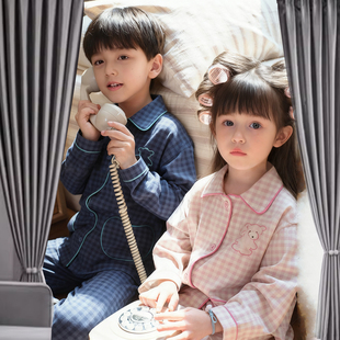 小黑托昵男童睡衣秋2025新款洋气大童纯棉宝宝早秋穿搭儿童家居服